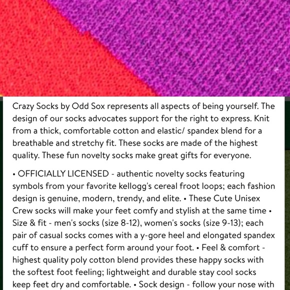 Fruit Loops Socks new - Picture 4 of 16